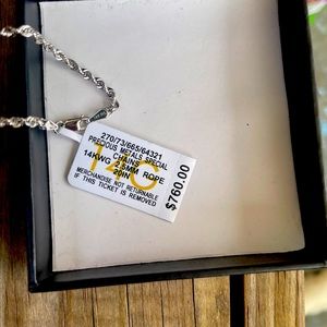 Solid 14k white gold diamond cut rope chain 2.5 mm 20”